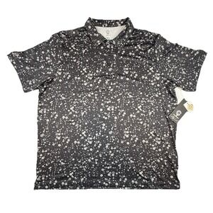 Caddy Cart Golf Polo Black Splatter Mens XL 4 Way Stretch UPF 50+ NWT